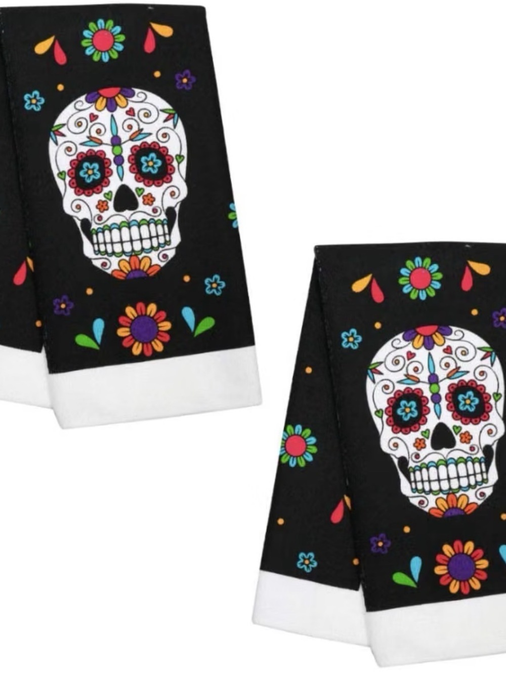 Kids Black Sugar Skull Leggings - Colorful Floral Print